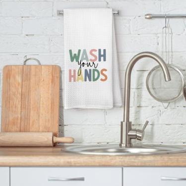 Imagem de Toalhas de mão infantis, Boho Wash Your Hands Toalhas de mão decorativas para decoração de banheiro, decoração de banheiro infantil boêmio, 40,6 x 61 cm