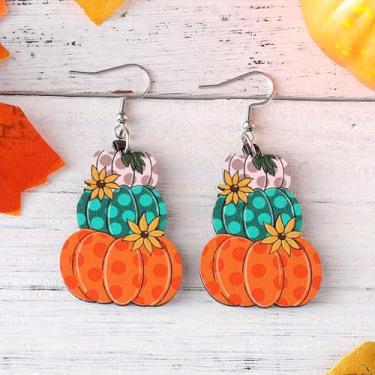Imagem de Brincos femininos de Ação de Graças com pingente de abóbora para Ação de Graças, acessórios de bijuteria, 2inch, Liga de aço, Sem pedra preciosa