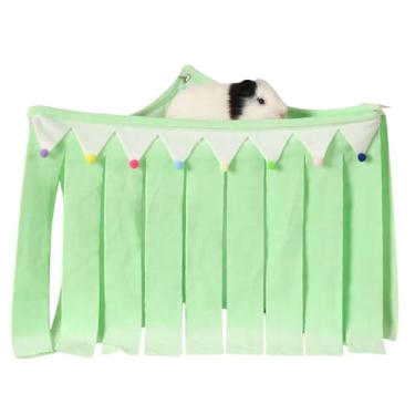 Imagem de Porquinho-da-índia Três Lados Borlas Esconderijo Canto Esconderijo Brinquedos de Lã Acessórios Gaiola Bonita Rede para Furões Coelhos Ouriços Pequenos Animais de Estimação (Verde, M)