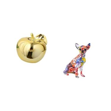 Imagem de Fenteer Escultura de Frutas, Estatueta de Cerâmica, Decoração, Coleção, Artesanato, Delicado, Ornamento, Estátua de Mesa, Cachorro Colorido, Filhote, Multicol