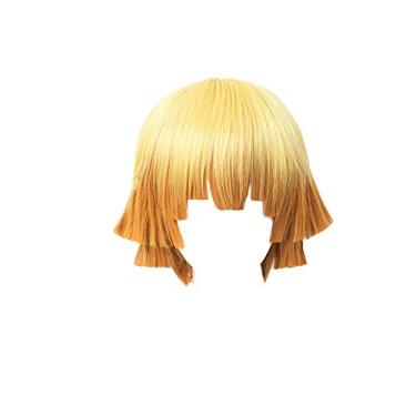 Imagem de Nuoqi Zenitsu Peruca Cosplay Zenitsu Agatsuma Peruca Masculina Anime Curta Gradiente Amarelo Cosplay Peruca, Amarelo Gradiente Laranja