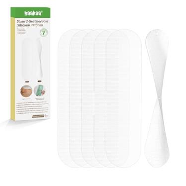 Imagem de haakaa Tiras de silicone para cicatrizes de seção C, adesivos de cicatriz de silicone para cicatrizes de cesariana e queloides, tiras de silicone reutilizáveis de grau médico, inclui estojo de