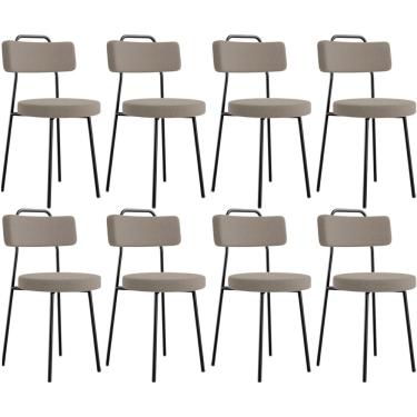 Imagem de Kit 08 Cadeiras Decorativas Estofada Para Sala De Jantar Barcelona L02 Bouclê Bege - Lyam Decor