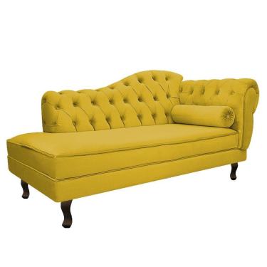 Imagem de Divã Recamier Diana Lado Esquerdo 120cm Suede Amarelo