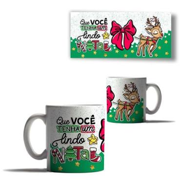 Imagem de Caneca Porcelana Natal Bichinhos Rena do Papai Noel Mensagem - Enjoy S