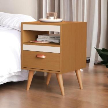 Imagem de Kit 02 Mesas De Cabeceira Flex Sal Ypê E Off White Sal