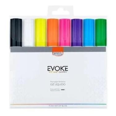 Imagem de Kit 8 Caneta Vidro Lousa Vitrine Carro Giz Liquido Lindas Cores - BRW