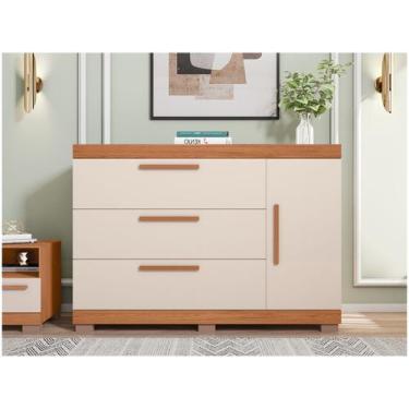 Imagem de Cômoda Multiuso 3 Gavetas Caemmun Éden, Freijó e Off White