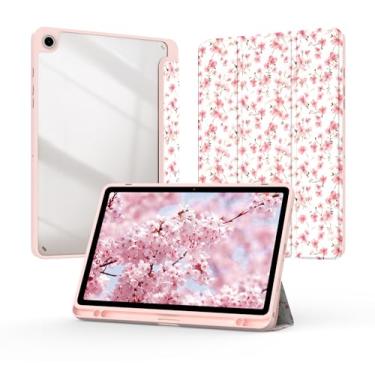Imagem de Jarviwiin Capa para Samsung Galaxy Tab A9+ Plus 28 cm 2024 (SM-X210/X216/X218), capa traseira fina e leve com três dobras fofa, auto despertar/hibernar, transparente para tablet A9+ Plus 11 polegadas