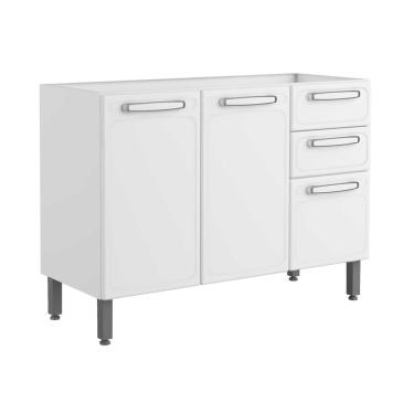 Imagem de Balcão De Aço 3 Portas 2 Gavetas Branco Evidence Bertolini Branco