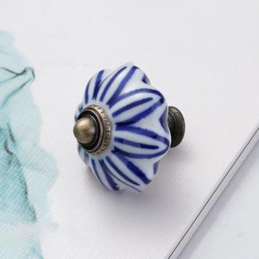 Imagem de Puxador de abóbora para decoração de porta de armário cerâmica e ligas puxador de móveis várias cores porta vintage (estilo 3)