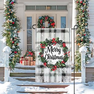 Imagem de Bandeira de jardim de Natal para exterior, vertical dupla face serapilheira jardim de boas-vindas pequeno bandeira de quintal casa para decoração, casa de férias sazonal fazenda primavera verão pátio