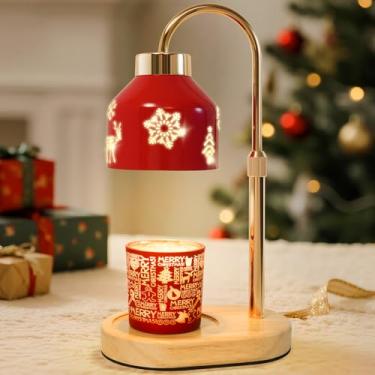 Imagem de Seniny Aquecedor de vela de Natal com temporizador, lâmpada regulável de altura ajustável, aquecedor de velas para jarras, luz de aquecimento elétrico, lâmpadas de derretimento de cera sem chama