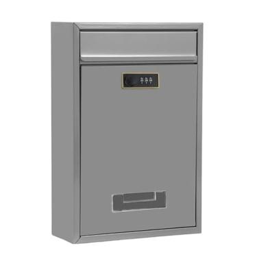 Imagem de Kuntesetty Caixa de Correio Metálica de Parede, Sem Chave, às Intempéries, para Documentos E Cartas, 22 X 8,5 X 32 Cm, Cinza