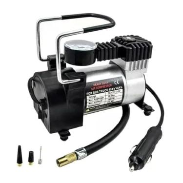 Imagem de Mini Compressor de Ar Automotivo 12V Portátil — Compacto e Potente para Encher Pneus de carro, Moto, Caminhao, Onibus, Bolas e Infláveis, 100PSI, 35L/min, Cabo 3m, Mangueira Emborrachada de 60cm