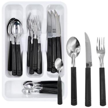 Imagem de Conjunto de 24 Talheres Aço Inox Jogo Faqueiro Colher Faca - Taumer, P