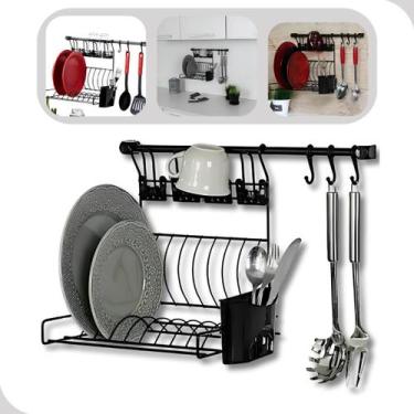 Imagem de Escorredor Suspenso Louça Cozinha Parede Prato Talher Copo - Metaltru