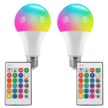 Imagem de KIT 2 Lâmpada Led Rgb 16 Cores 10w Bivolt E27 Com Controle Remoto - GO