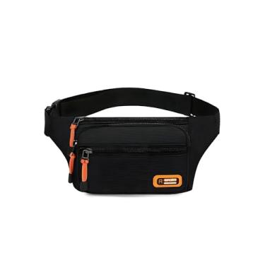 Imagem de Mochilas de cintura, 20 cm x 13 cm bolsa de cintura Oxford azul com 3 bolsos para esportes, corrida, viagens e atividades ao ar livre, Preto, 8 Inch x 5.2 Inch, Esportes