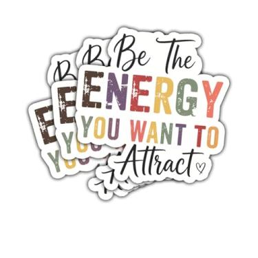 Imagem de Adesivo com 3 peças Be The Energy You Want to Attract Presente motivacional para amor próprio Be The Energy You Want to Attract Adesivo de carro de energia com pensamento positivo para laptop, caixa