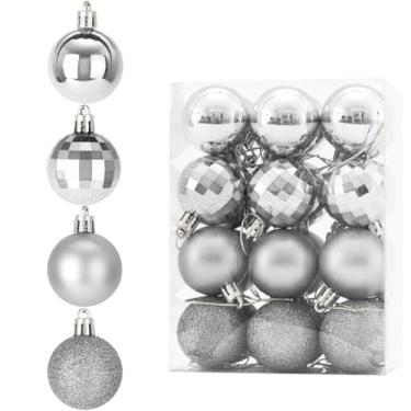 Imagem de Diahom Bola de Natal 24 ct 4 cm prata mini enfeites de Natal para pendurar árvores guirlanda festa de casamento decoração de escritório em casa loja