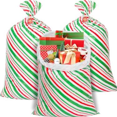 Imagem de Sacos grandes de presente de Natal, 2 peças 147 x 91 cm, saco de presente extragrande, sacos de Natal GG para embrulhar presentes enormes gigantes, sacolas de presente de Natal grandes de Papai Noel,