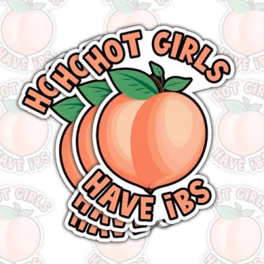 Imagem de Adesivo Hot Girls Have IBS (3 peças) – Decalque de vinil meme de pêssego engraçado para laptop, garrafa de água, diário, carro – presente para mulheres com problemas digestivos, amantes do humor – 7,6