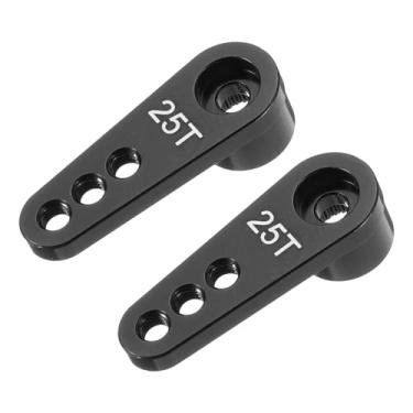 Imagem de Servo de direção de liga de alumínio 25T buzina de braço único preto para acessórios DIY RC carro/barco/avião barco, 2 peças