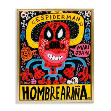 Imagem de Stupell Industries Arte de parede icônica em tela flutuante cinza com colagem de personagens de super-heróis, design de Jorge R. Gutierrez, 53 x 43 cm