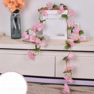 Imagem de Flores artificiais - flor de seda com hastes rosa flor de cerejeira arranjos florais falsos para casa de banho escritório mesa central prateleira decoração de casamentos