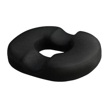 Imagem de YRXEFY Almofada de donut para alívio da dor no cóccix, essenciais para hemorroidas e pós-parto, almofada de assento de espuma viscoelástica para escritório, carro, casa, viagem, preto, grande