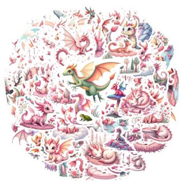 Imagem de 100 pçs lindos dragões criaturas fantasia floresta encantada adesivos de brinquedo mítico para telefone faça você mesmo, laptop, scrapbook, bicicleta, laptop, bagagem, scrapbook, diário, adesivo