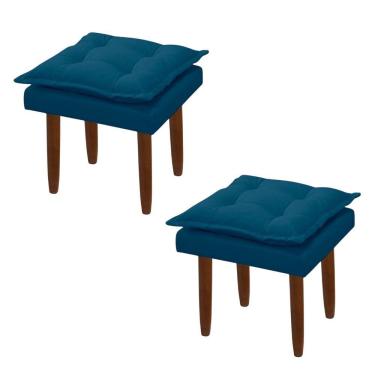 Imagem de Kit 02 Puff Maria Para Sala De Tv E Estar Quarto Confortável Suede Azul Marinho Mabe Magazine