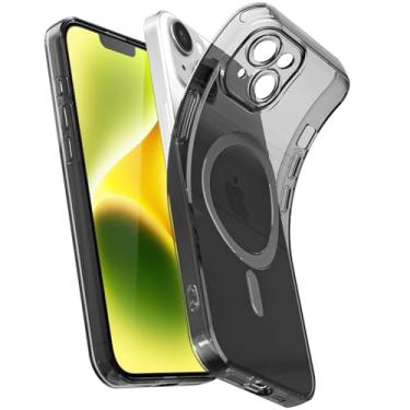Imagem de Svanove Capa magnética transparente para iPhone 14, compatível com Magsafe Slim Thin Transparent Mag Safe Case para mulheres e meninas, capa feminina de borracha de silicone macia com capa de câmera