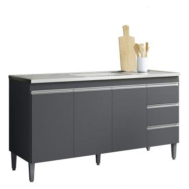 Imagem de Balcão Gabinete Multiuso Andreia 160cm Cor Cinza-escuro