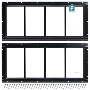 Imagem de Melkus Janela de galpão 25 x 58 cm, 2 unidades, design fixo de janela de popa com vidro temperado, perfeito para galinheiro, celeiro, estufa, garagem, casa de brinquedo, sala de armazenamento, preto
