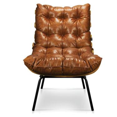 Imagem de Poltrona Costela Sala E Escritório Couríssimo Nozes