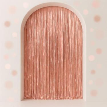 Imagem de Cortina Metalizada Autocolante 1x2m | 6 Cores Brilhantes | Decoração para Festas e Eventos | Fácil Aplicação(Rosê Gold,2 CORTINAS NA COR SELECIONADA)