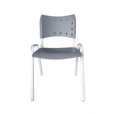 Imagem de Cadeira Iso para Escola Escritório Comércio Cinza Base Branca