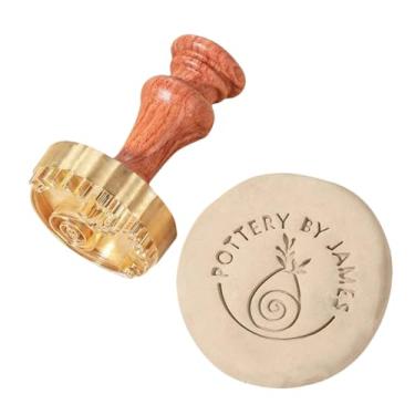Imagem de Carimbo de latão cerâmico personalizado Carimbo de assinatura de cerâmica com seu logotipo, ferramenta de argila para profissionais e amadores assinatura (5 cm)
