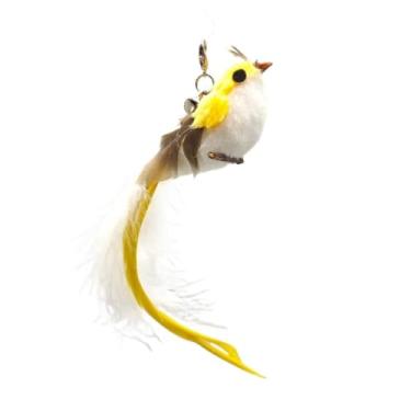 Imagem de Luzhengyang Recargas de varinha Feather Cat Teaser – Cabeças inspiradas em pássaros naturais, acessórios de brinquedo de gato para brincadeiras interativas (pacote com 5) (lianque amarelo (com MATA)