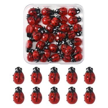 Imagem de 40 peças de contas de joaninha para fazer pulseiras, tijolos de fogo feitos à mão, vermelho, animal, joaninha, vidro, espaçador, contas para joias, colares, brincos, chaveiros e artesanato