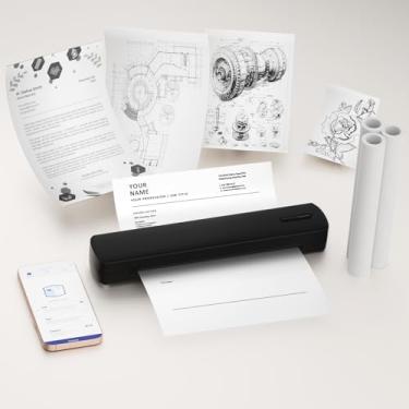 Imagem de Impressora térmica portátil sem fio Blue-Tooth sem tinta: suporta tamanhos de letra/A4/A5 de 28 x 28 cm, perfeita para casa e escritório, compatível com smartphone e PC