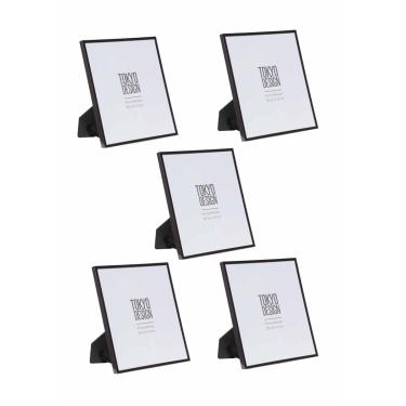 Imagem de Kit 5 Porta Retrato em Metal e Vidro Foto 20x25 Preto Brilho