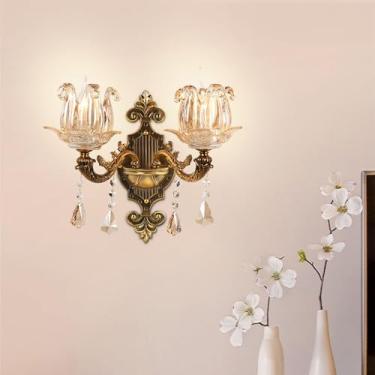 Imagem de Luminária de parede contemporânea de cristal para interiores, estilo europeu, luxuosa, com LED, para decoração de sala de estar, quarto, escritório, quarto modelo, hotel, casa de campo, corr