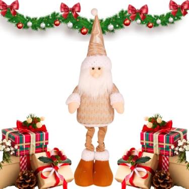 Imagem de Papai Noel Decorativo – Enfeite Natalino Bege e Dourado, Boneco de Natal para Mesa, Sala, Decoração Elegante para Ambientes Festivos