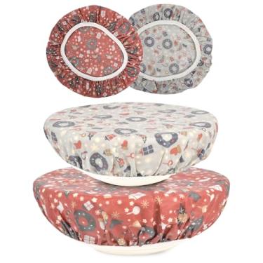 Imagem de BERBAM Capas de tigela reutilizáveis para impermeabilização de pão (2 grandes) - Capas de tigela de cera de abelha de algodão reutilizáveis com borda elástica, tampa de tigela de fermento para