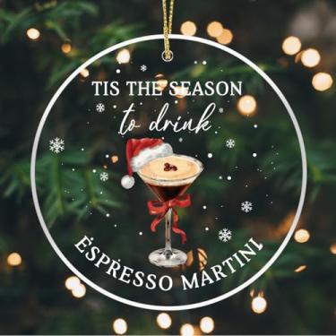 Imagem de Enfeites de Natal Espresso Martini, Ornamentos de Martini Espresso para Presentes de Árvore de Natal para Mulheres Amigas e Colegas de Trabalho