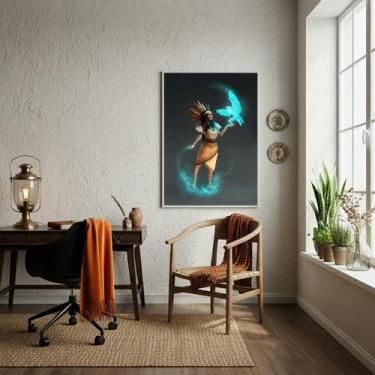 Imagem de Quadro Decorativo Pocahontas E Pássaro Azul - 70X50Cm - Quadros On-Lin
