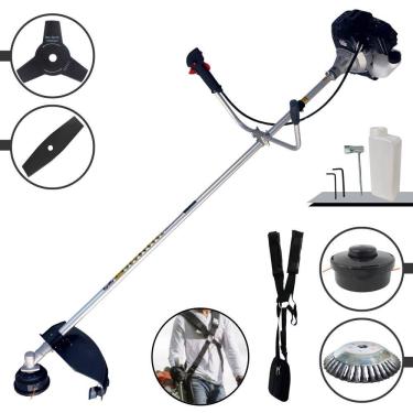 Imagem de Roçadeira Com Sistema Antivibração À Gasolina RT43LB-25A 2T 43cc 1,7HP de Alta Performance Com Carretel e Faca 3 Pontas + EXTRA Faca 2 Pontas e Escova